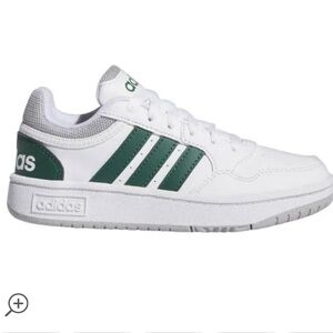 Adidas Hoops 3.0 White and Green Classic Sneakers Kids